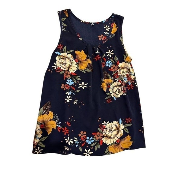 Zeagoo Womens‎ Floral Tank Top Blouse M Multicolor Scoop Neck Sleeveless - Picture 2 of 5